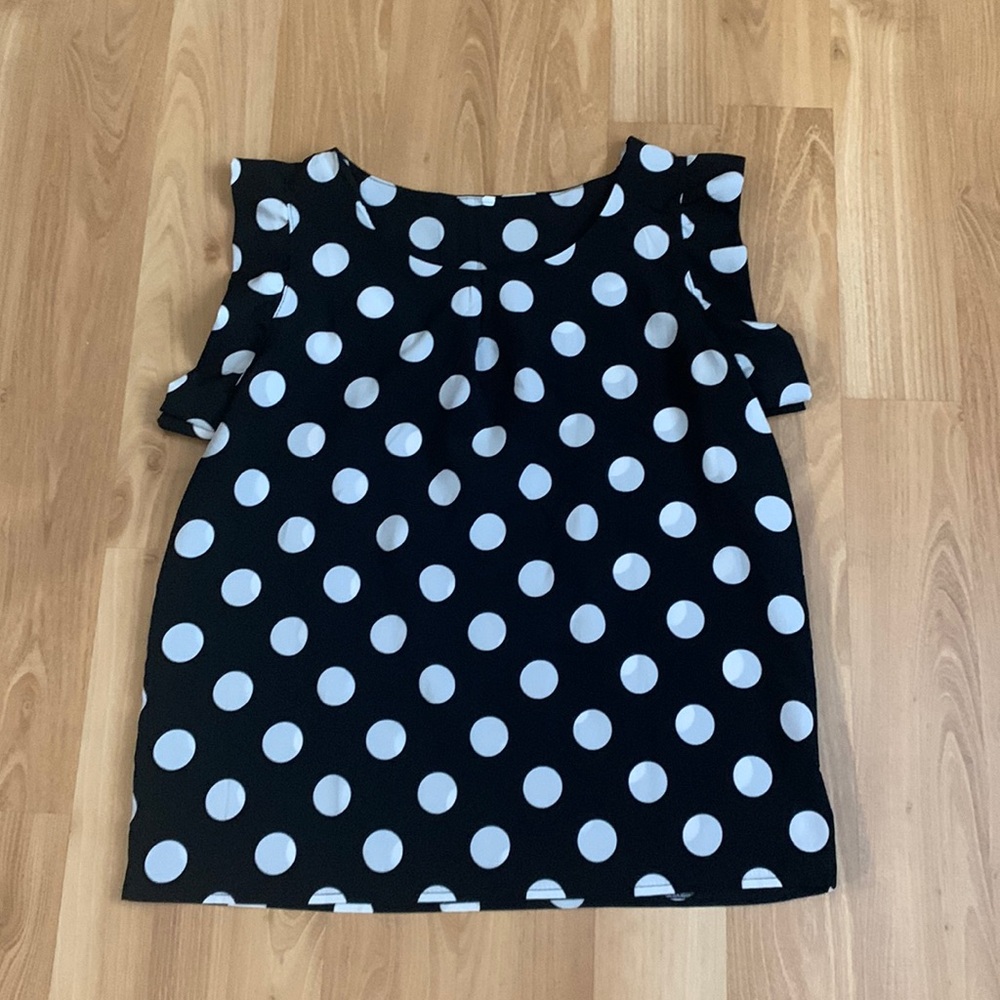 *NWOT* Black & White Polka Dot Blouse | Size XXL